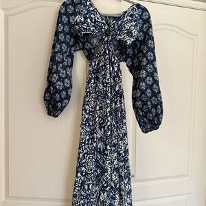 Abercrombie & Fitch Navy and White Long Sleeve Dress
